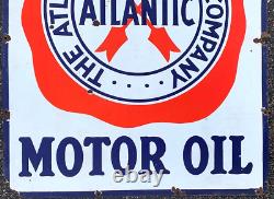 Vintage Rare 52 inch Porcelain Atlantic Oil Gas Gasoline Sign Service Station