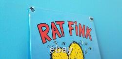 Vintage Rat Fink Porcelain Ed Big Daddy Roth Hot Rod Gas Service Station Sign