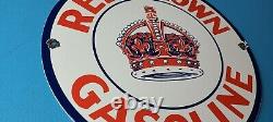 Vintage Red Crown Gasoline Porcelain Gas Motor Service Station Pump Plate Sign