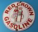 Vintage Red Crown Gasoline Porcelain Pin Up Gas Motor Service Station Pump Sign