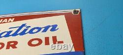 Vintage Red Indian Gasoline Porcelain Aviation Gas Service Station Pump Sign