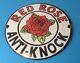 Vintage Red Rose Gasoline Porcelain Anti-knock Gas Oil Service Station Pump Sign