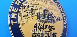 Vintage Refiners Oil Co Porcelain Gas Service Station Refinery Pump Plate Sign