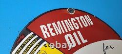 Vintage Remington Gun Oil Porcelain Gas Pump Plate Service Station Sign