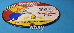 Vintage Remington Gun Oil Porcelain Gas Pump Plate Service Station Sign