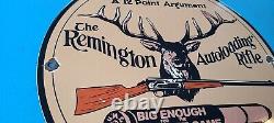 Vintage Remington Porcelain Rifle Deer Hunting Gas Pump Service Station Sign