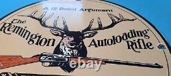 Vintage Remington Porcelain Rifle Deer Hunting Gas Pump Service Station Sign