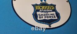 Vintage Richfield Gas Porcelain Pump Plate Service Station Eagle 11 3/4 Ad Sign