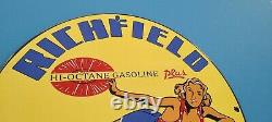 Vintage Richfield Gasoline Porcelain Gas Service Station California Pump Sign
