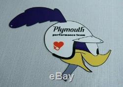 Vintage Road Runner Metal Gasoline Sign Gas Station Service Plymouth Looney Tune