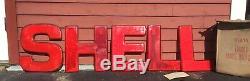 Vintage SHELL Gas & Oil Service Station Reflective Letters Sign W Original Box