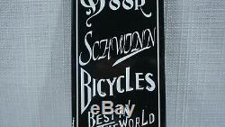 Vintage Schwinn Bicycles Porcelain Sign Gas Motor Oil Service Station Rare Push