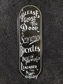 Vintage Schwinn Bicycles Porcelain Sign Gas Oil Service Station Pump Plate Rare