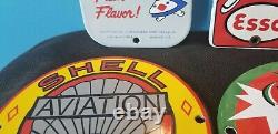 Vintage Shell Gasoline, Esso, Dairy Queen =4 Porcelain Gas Service Station Signs
