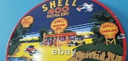 Vintage Shell Gasoline Porcelain Gas Oil Service 400 Extra Dry Station Pump Sign