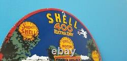 Vintage Shell Gasoline Porcelain Gas Oil Service Massachusetts Station Pump Sign