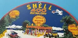 Vintage Shell Gasoline Porcelain Gas Oil Service Massachusetts Station Pump Sign