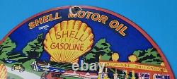 Vintage Shell Gasoline Porcelain Gas Oil Service Station Pump Plate Dealer Sign