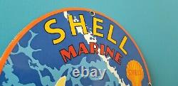 Vintage Shell Gasoline Porcelain Gas Outboard Boat Service Station Pump Sign
