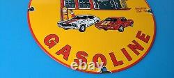 Vintage Shell Gasoline Porcelain Gas Service Station Garage Mechanic Pump Sign