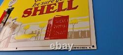 Vintage Shell Gasoline Porcelain Gas Service Station Pump Plate Can Oil Sign