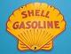 Vintage Shell Gasoline Porcelain Gas Service Station Pump Plate Clam Shape Sign