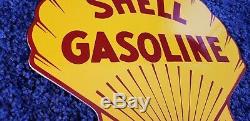 Vintage Shell Gasoline Porcelain Gas Service Station Pump Plate Metal Ad Sign