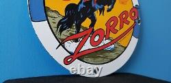 Vintage Shell Gasoline Porcelain Gas Zorro Service Station Pump Plate Sign