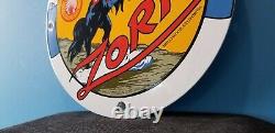 Vintage Shell Gasoline Porcelain Gas Zorro Service Station Pump Plate Sign