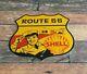Vintage Shell Gasoline Porcelain Highway Route 66 Gas Service Station Pump Sign