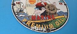 Vintage Shell Gasoline Porcelain Marine Popeye Gas Oil Service Station Pump Sign