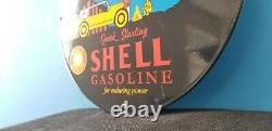 Vintage Shell Gasoline Porcelain National Park Gas Oil Service Station Sign