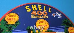 Vintage Shell Gasoline Porcelain Service 400 Extra Dry Station Gas Pump Sign