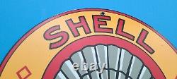 Vintage Shell Gasoline Porcelain Service Station Roxana Gas Oil Pump Plate Sign