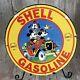 Vintage Shell Gasoline Porcelain Sign Mickey Gas Station Pump Oil Service Motor