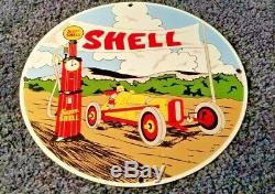Vintage Shell Gasoline Porcelain Super Gas Service Station Racing Pump Sign