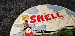 Vintage Shell Gasoline Porcelain Super Gas Service Station Racing Pump Sign