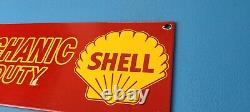 Vintage Shell Porcelain Gas Motor Oil Mechanic Service Station Pump Plate Sign