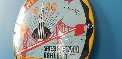 Vintage Shell Porcelain Gas Oil Treasure Island Golden Gate Service Station Sign