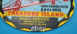 Vintage Shell Porcelain Gas Oil Treasure Island Golden Gate Service Station Sign