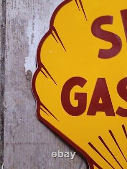 Vintage Shell Porcelain Sign Automobile Lube Auto Oil Gas Station Service Pump