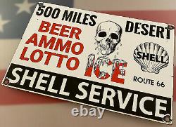 Vintage Shell Service Station Porcelain Sign Gas Pump Plate Motor Oil Ammo Ice