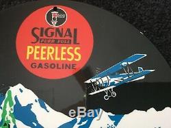 Vintage Signal Gasoline Porcelain Sign Gas Oil Service Station Pump Plate Rare