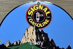 Vintage Signal Gasoline Porcelain Sign Gas Station Pump Motor Oil Service