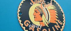Vintage Silent Chief Gasoline Porcelain Gas Service Station Indian Pump 6 Sign