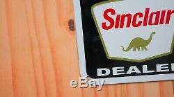 Vintage Sinclair Dino Dealer Porcelain Sign Gas Oil Pump Plate Service Station