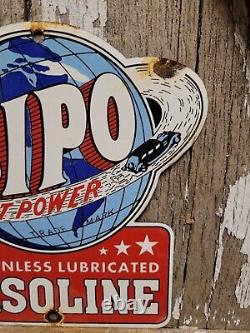 Vintage Sipo Porcelain Sign Oil Lubricated Carbonless Gas Station Service Garage