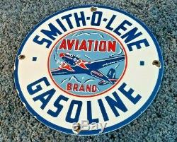 Vintage Smitholene Gasoline Porcelain Gas Service Station Pump Plate Ad Sign