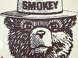 Vintage Smokey Bear Porcelain Sign Gasoline Gas Oil Service Station Pump Plate