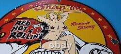 Vintage Snap-on Tools Porcelain Gas Auto Wrench Service Station Pump Plate Sign